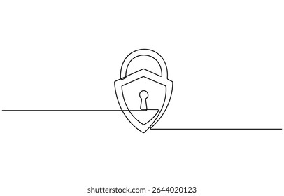 Desenho contínuo de uma linha do cadeado. Ilustração de desenho de linha única conjunto de bloqueio de escritório, ilustração de vetor. Um ícone de cadeado de linha. Ilustração gráfica.