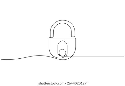 Desenho contínuo de uma linha do cadeado. Ilustração de desenho de linha única conjunto de bloqueio de escritório, ilustração de vetor. Um ícone de cadeado de linha. Ilustração gráfica.