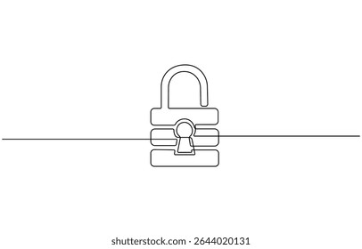 Desenho contínuo de uma linha do cadeado. Ilustração de desenho de linha única conjunto de bloqueio de escritório, ilustração de vetor. Um ícone de cadeado de linha. Ilustração gráfica.
