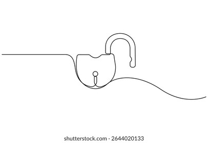 Desenho contínuo de uma linha do cadeado. Ilustração de desenho de linha única conjunto de bloqueio de escritório, ilustração de vetor. Um ícone de cadeado de linha. Ilustração gráfica.