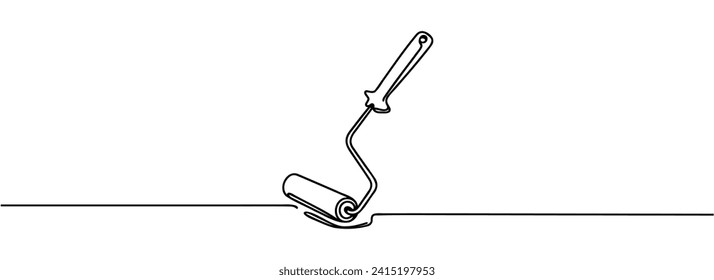 continuous one line drawing of paint roller.