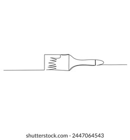 Durchgehende einzeilige Zeichnung eines Pinsels. Einfache moderne handgezeichnete Stil Illustration. Vektorgrafik-Design für Wirtschaftsingenieurwesen und Konstruktion Thema und Konzept