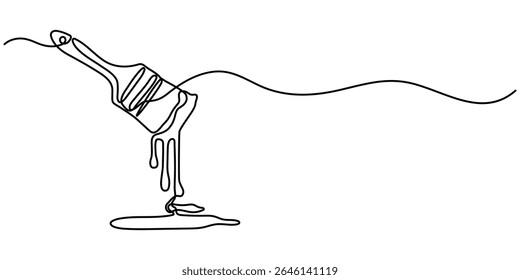  Continuous one line drawing of paint brush, Construction and repair. A wide brush paint vector illustration, Paint brush outline drawing illustration. one continuous line drawing of painter brush.
