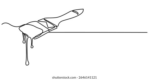  Continuous one line drawing of paint brush, Construction and repair. A wide brush paint vector illustration, Paint brush outline drawing illustration. one continuous line drawing of painter brush.