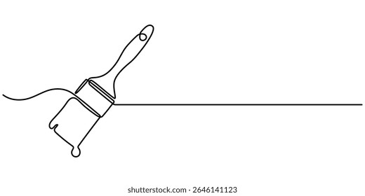  Continuous one line drawing of paint brush, Construction and repair. A wide brush paint vector illustration, Paint brush outline drawing illustration. one continuous line drawing of painter brush.