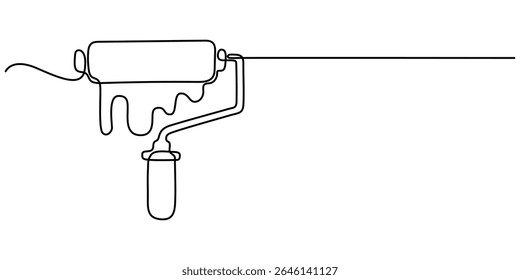  Continuous one line drawing of paint brush, Construction and repair. A wide brush paint vector illustration, Paint brush outline drawing illustration. one continuous line drawing of painter brush.