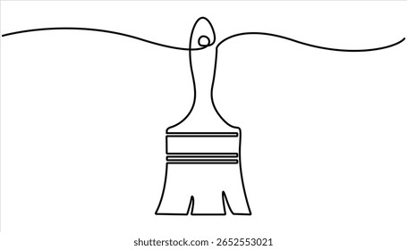 Desenho contínuo de uma linha de pincel de tinta, Construção e reparação. Ilustração do desenho do contorno do pincel de pintura. um desenho de linha contínua do pincel pintor.