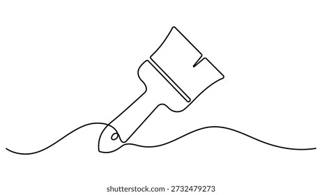 Continuous one line drawing of paint brush. Construction and repair. one line Art icon drawing vector. A wide brush paint vector illustration. Minimalist style isolate outline vector