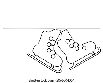 Continuous one line drawing of a pair of skates