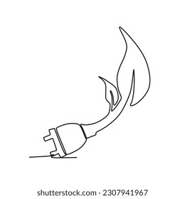 Continuous one line drawing palm hand holding together a green young plant Single one line hand hol