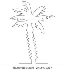 Continuous one line drawing palm tree line art drawing vector illustration