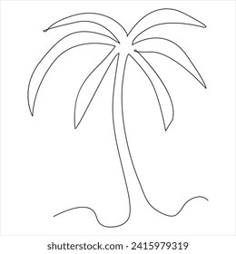 Ilustración vectorial del dibujo de la línea de la palmera de dibujo de una línea continua