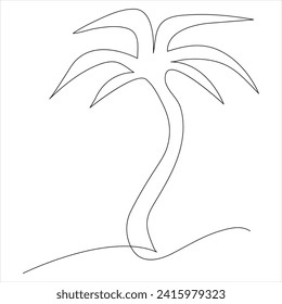 Continuous one line drawing palm tree line art drawing vector illustration