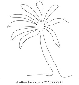 Continuous one line drawing palm tree line art drawing vector illustration