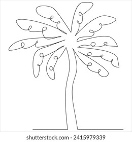 Continuous one line drawing palm tree line art drawing vector illustration