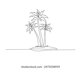 Continuous one line drawing of Palm tree vector. Coconut tree single outline vector illustration. Editable stroke.
