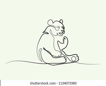 Continuous one line drawing. Panda bear symbol. Logo of the panda. Vector illustration