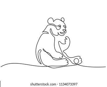 Continuous One Line Drawing. Panda Bear Symbol. Logo Of The Panda. Vector Illustration