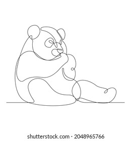 Continuous one line drawing of panda bear. Hand drawn minimalism style vector illustration.