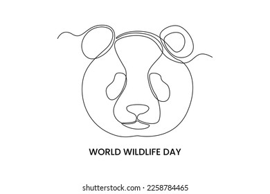 Continuous one line drawing a 
panda bear face. World wild life concept. Single line draw design vector graphic illustration.