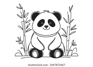 Continuous one line drawing. Panda bear symbol. Logo of the panda. Vector illustration