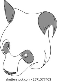 Continuous one line drawing of panda head. Hand drawn minimalism style vector illustration.