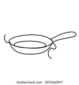 Continuous one line drawing pan.teflon.teplon
.Vector illustration household appliance 