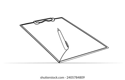 Continuous one line drawing of a paper clipboard