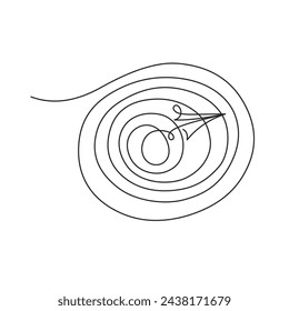 Continuous one line drawing. Paper style plane flying art. Spiral movement. Business startup concept. Adjustable black stroke Transparent background. Single outline doodle design. Vector illustration.