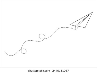 Continuous one line drawing of paper plane out line vector art illustration 