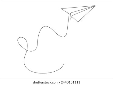 Continuous one line drawing of paper plane out line vector art illustration 