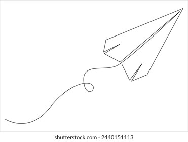 Continuous one line drawing of paper plane out line vector art illustration 
