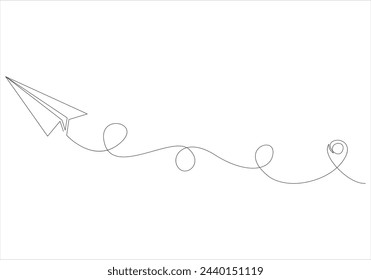 Continuous one line drawing of paper plane out line vector art illustration 