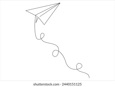 Dibujo continuo de una línea de ilustración vectorial de línea de salida de plano de papel 