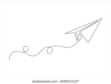 Dibujo continuo de una línea de ilustración vectorial de línea de salida de plano de papel 