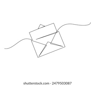 Continuous one line drawing of Paper envelope design. Paper mail simple outline illustration. Editable stroke.