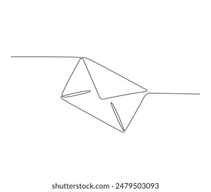 Continuous one line drawing of Paper envelope design. Paper mail simple outline illustration. Editable stroke.