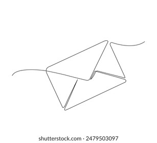 Continuous one line drawing of Paper envelope design. Paper mail simple outline illustration. Editable stroke.