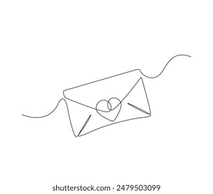 Continuous one line drawing of Paper envelope design. Paper mail simple outline illustration. Editable stroke.