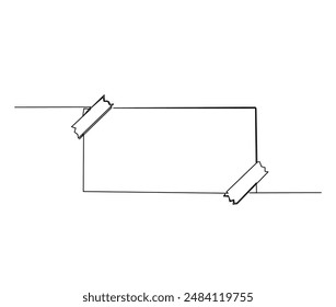 Continuous one line drawing of Paper sticky notes. To do note paper outline vector illustration. Editable stroke.