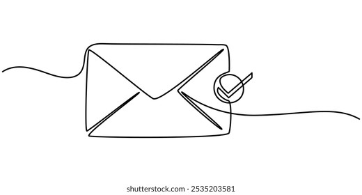 Desenho contínuo de uma linha de design de envelope de papel. Ilustração da estrutura de tópicos simples do Paper mail. Traço editável, Marketing por e-mail Linha contínua Ícone editável, Uma única linha contínua arte de papel