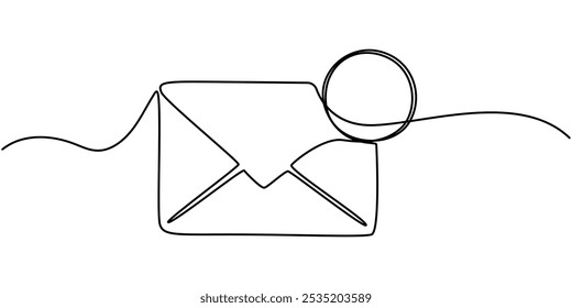 Kontinuierliche einzeilige Zeichnung des Papierumschlagdesigns. Einfacher Umriss von Papierpost. Bearbeitbarer Strich, E-Mail Marketing Continuous Line Editable Icon, Continuous Single Line Art of Paper