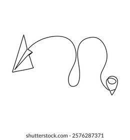 Continuous one line drawing of paper plane out line vector art illustration Paper line plane