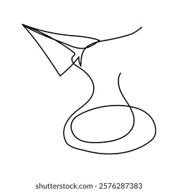 Continuous one line drawing of paper plane out line vector art illustration Paper line plane