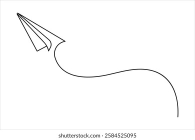 Continuous one line drawing of paper airplane flying design vector illustration