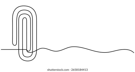 Dibujo continuo de una línea de Clip de papel. Ilustración de dibujo de una sola línea de Clip de papel de metal. Arte vectorial de concepto de Clip de papel realista. Ilustración de línea Doodle.