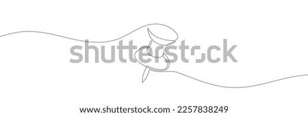 Continuous one line drawing of a paper pin. Drawing pin. Vector illustration