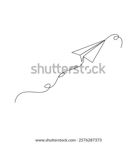 Continuous one line drawing of paper plane out line vector art illustration Paper line plane
