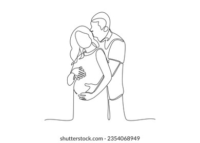 Continuous one line drawing Parents with babies. Family maternity concept. Doodle vector illustration.