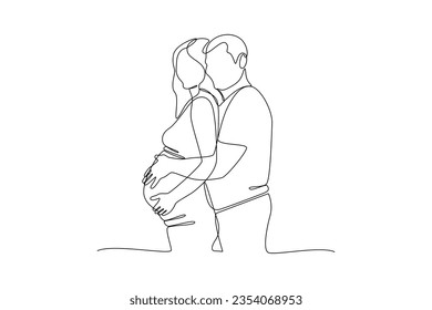 Continuous one line drawing Parents with babies. Family maternity concept. Doodle vector illustration.
